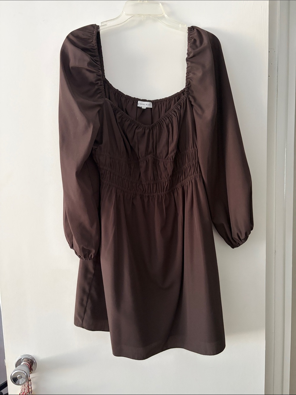 Gianni Bini Chocolate Brown Smocked Midi Dress